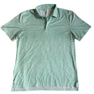 Southern Tide Green/White Floral Print Short Sleeve Golf Polo- L